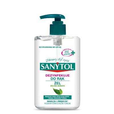 Żel dezynfekujący do rąk o zapachu zielonej herbaty 250 ml SANYTOL
